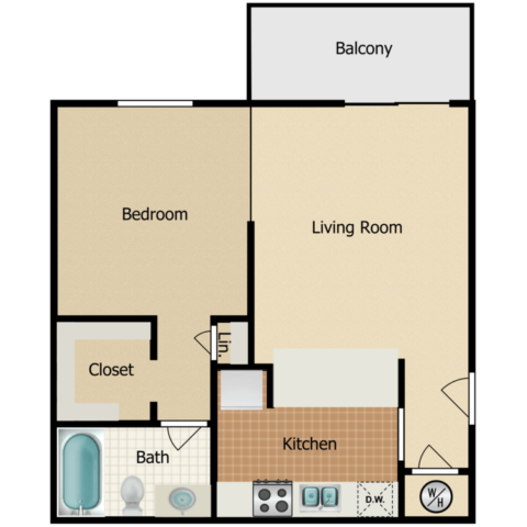1 bedroom floor plan