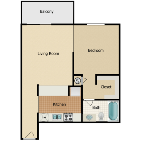 1 bedroom 1 bath floor plan