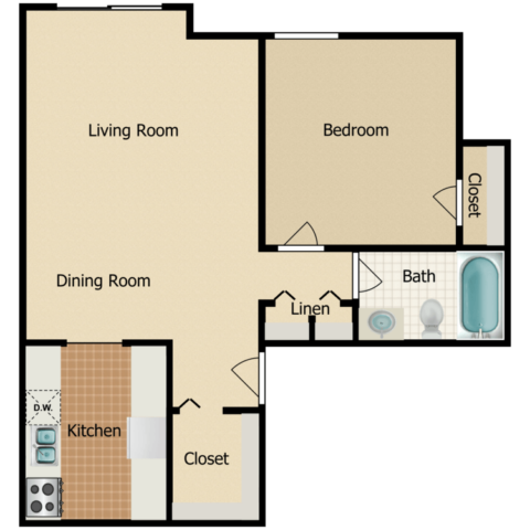 1 bedroom 1 bath floor plan