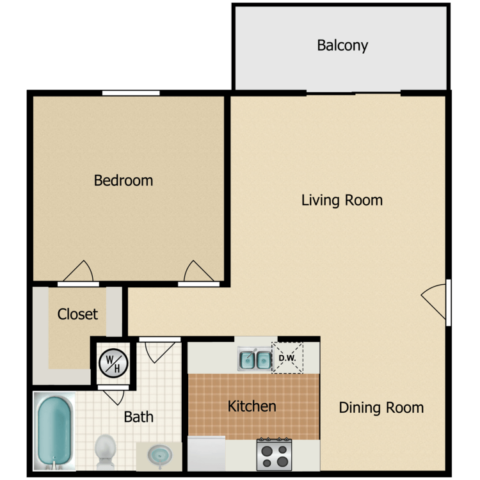 1 bedroom 1 bath floor plan