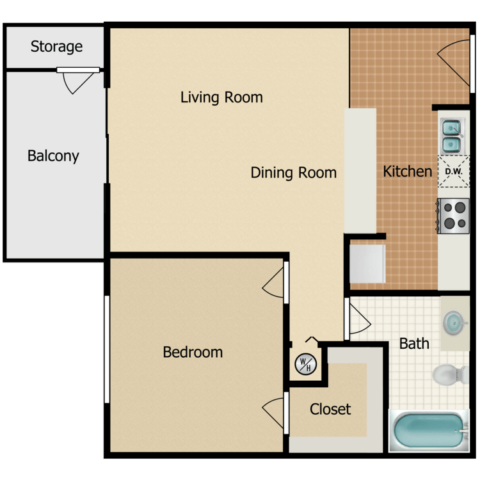 1 bedroom 1 bath floor plan