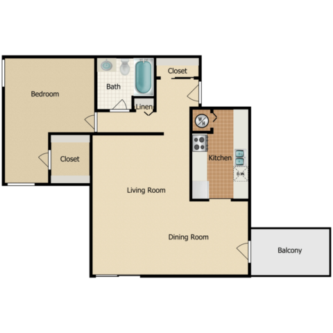 1 bedroom 1 bath floor plan